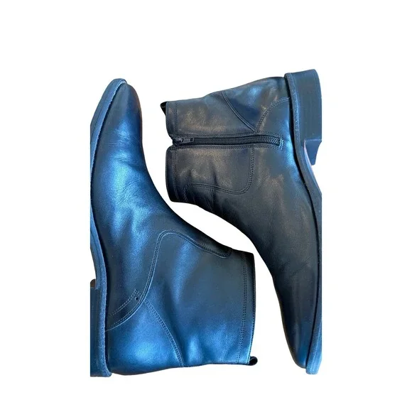 Johnston & Murphy Men's Black Leather Ankle Boots 11M Sheepskin Zip - Picture 5 of 8